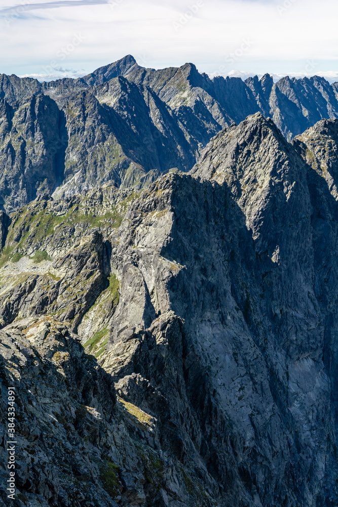 High Tatras. Visible part of the Main Ridge of the Tatra Mountains.