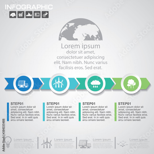Wallpaper Mural Timeline infographics design with arrows, timeline template, workflow or process diagram, flowchart, vector eps10 illustration Torontodigital.ca