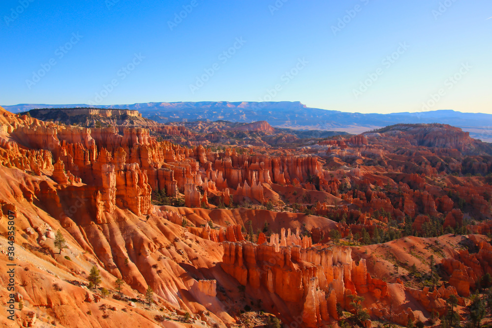 Bryce Canyon National Park, Utah, United States fantastic red hoodoos and bright light