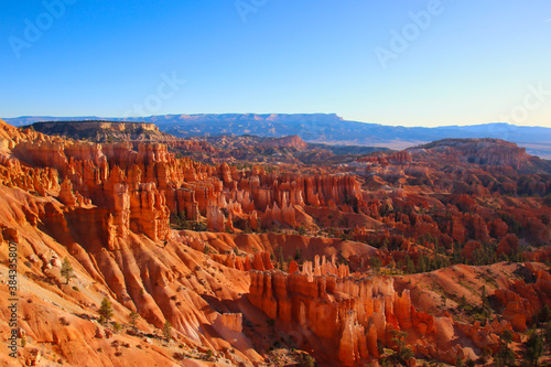 Bryce Canyon National Park  Utah  United States fantastic red hoodoos and bright light