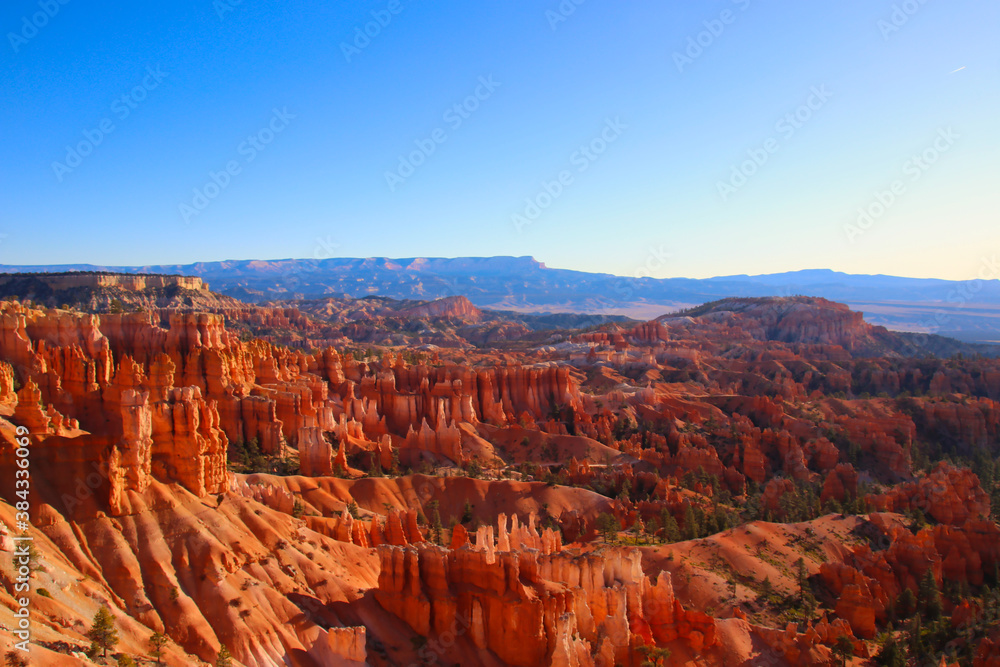 Bryce Canyon National Park, Utah, United States fantastic red hoodoos and bright light