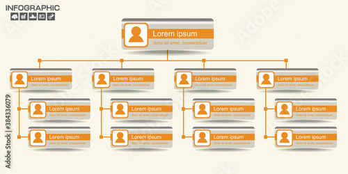 Corporate organization chart with business people icons. Vector illustration.