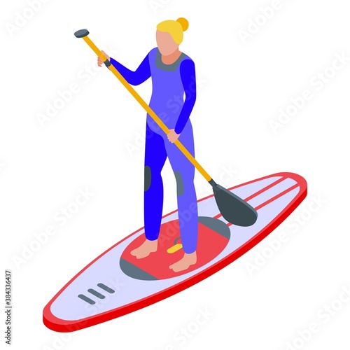 Ocean sup surfer icon. Isometric of ocean sup surfer vector icon for web design isolated on white background