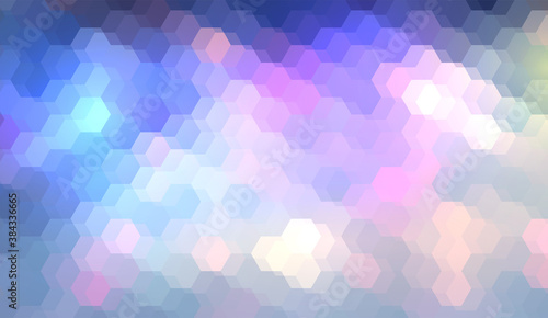 Hexagon mosaic background, abstract purple blue honeycomb icy vector design.