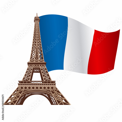 eiffel tower with flag