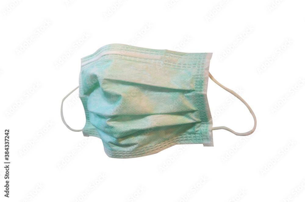 green surgical mask for protection pm 2.5 and corona virus (covid-19) on white background with clipping path green surgical mask for protection pm 2.5 and corona virus (covid-19) on white background with clipping path