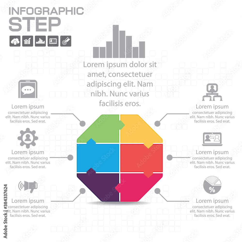 Obraz premium Infographics template for business, education, web design, banners, brochures, flyers. Vector illustration.