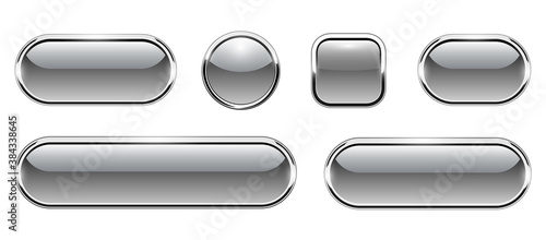 Grey shiny buttons set, glo...