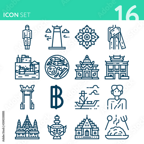 Simple set of 16 icons related to malaysia