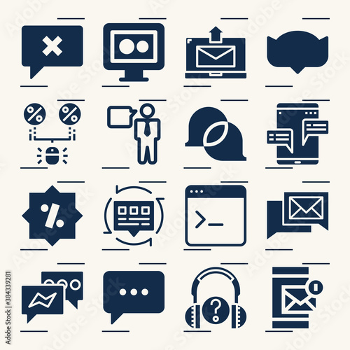 Simple set of conversation related filled icons.