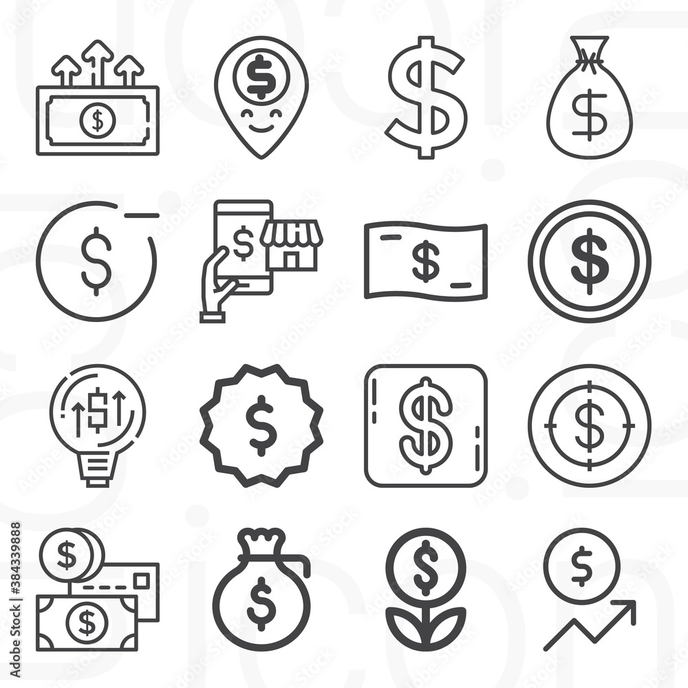 16 pack of government note lineal web icons set 16 pack of government note lineal web icons set