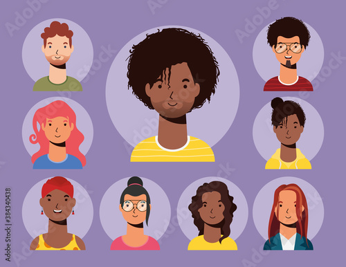 afro ethnic man with beard and people interracial