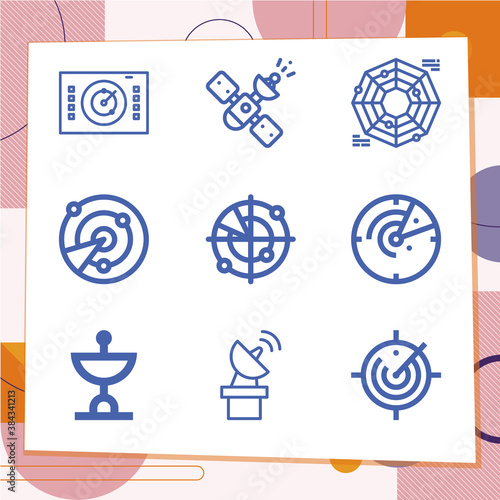 Simple set of 9 icons related to measuring instrument