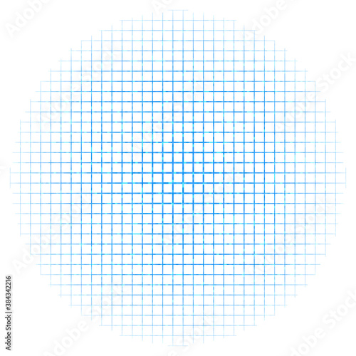 Abstract geometric circle element structure made of small line parts. Colorful circle of line grid, mesh, grating and lattice. Blue circle vector illustration