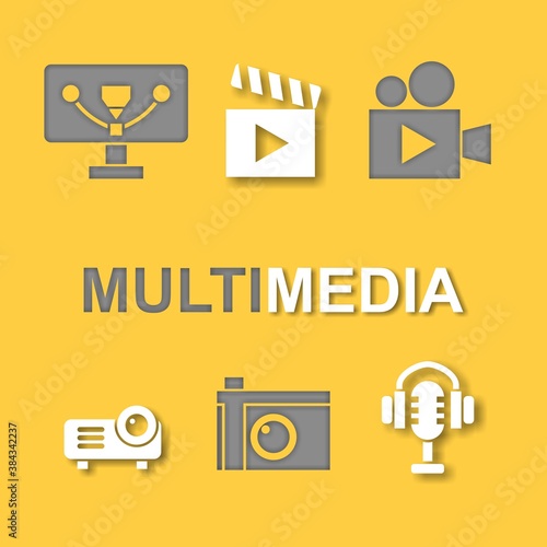 Multimedia paper art style illustration
