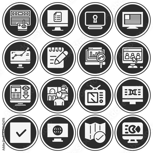 16 pack of monitored  filled web icons set