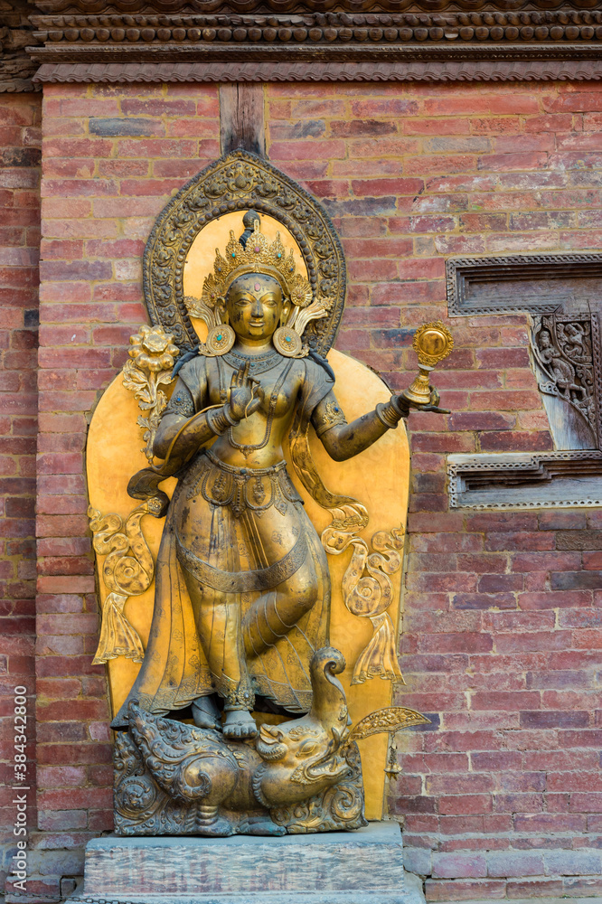 Fototapeta premium Ganga river Goddess statue, Mul Chowk, Hanuman Dhoka Royal Palace, Patan Durbar Square, Unesco World Heritage Site, Kathmandu valley, Lalitpur, Nepal, Asia