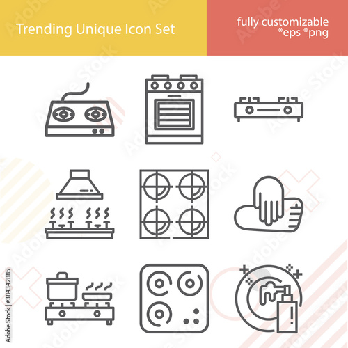 Simple set of refrigerator related lineal icons.