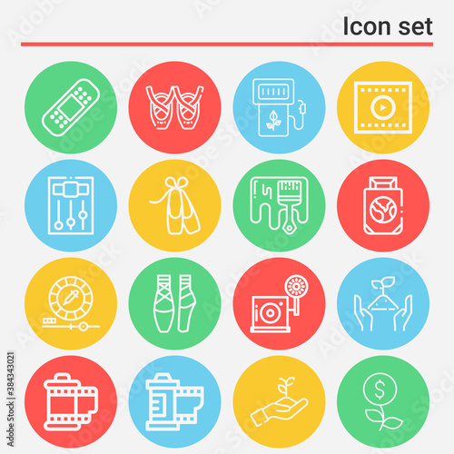 16 pack of pale  lineal web icons set
