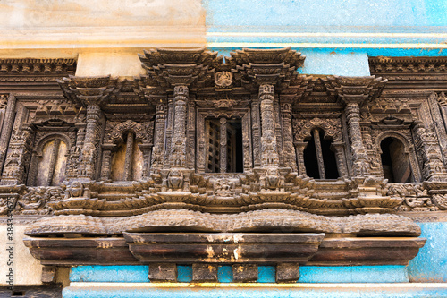 Carved wooden windows, Kirtipur, Nepal photo