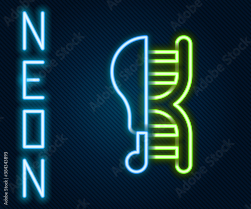 Glowing neon line Genetically modified chicken icon isolated on black background. Syringe being injected to chicken. Colorful outline concept. Vector.
