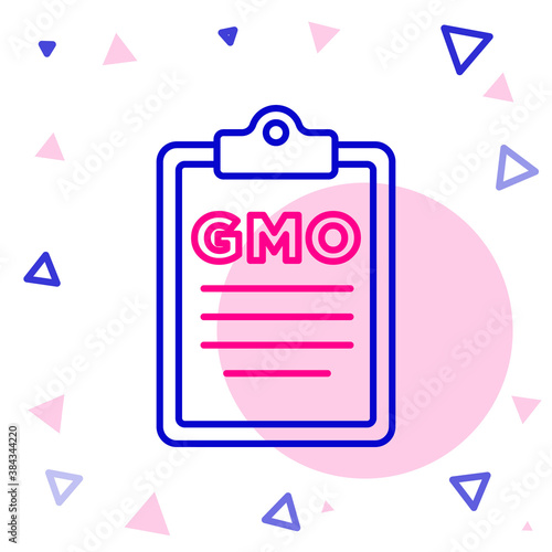 Line GMO icon isolated on white background. Genetically modified organism acronym. Dna food modification. Colorful outline concept. Vector.