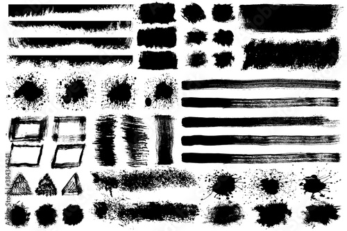 Brushes strokes vector. Grunge design elements.