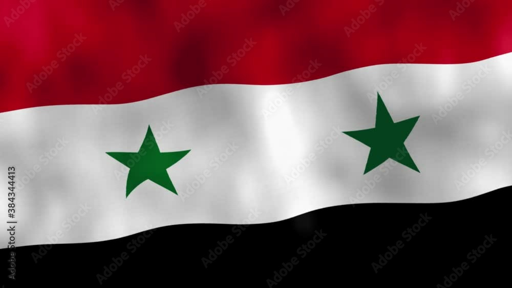 Close up animation of current Syrian national flag waving in full screen representing as part of United Arab Emirates. Close up animation of current Syrian national flag waving in full screen representing as part of United Arab Emirates.