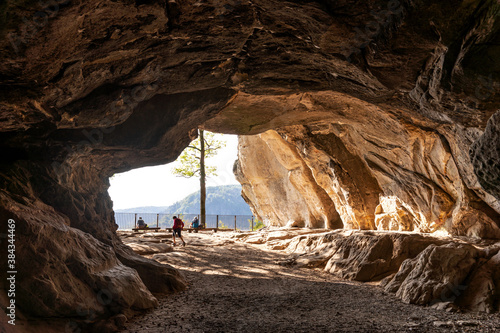 Slika na platnu Rock cave with the name Kuhstall in Saxon Switzerland. Germany