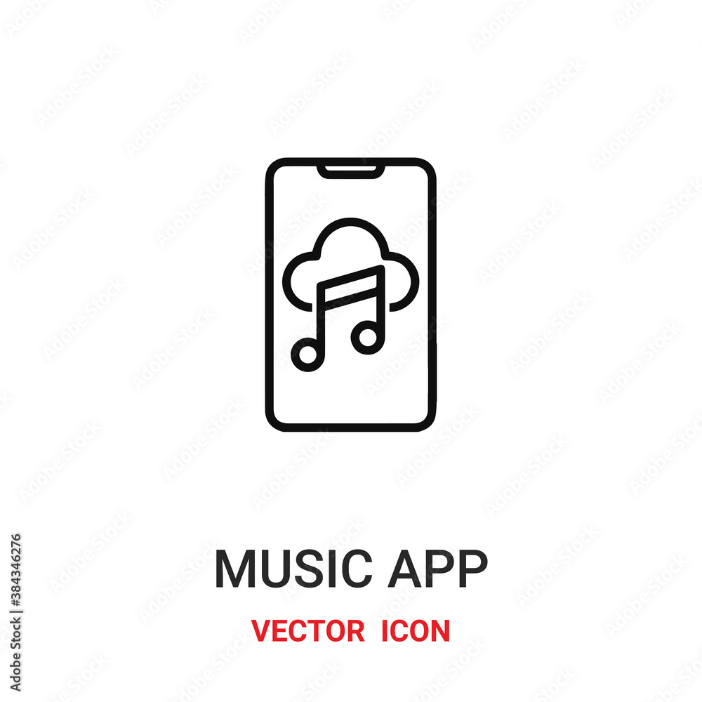 music app icon vector symbol. music app symbol icon vector for your design. Modern outline icon for your website and mobile app design. music app icon vector symbol. music app symbol icon vector for your design. Modern outline icon for your website and mobile app design.