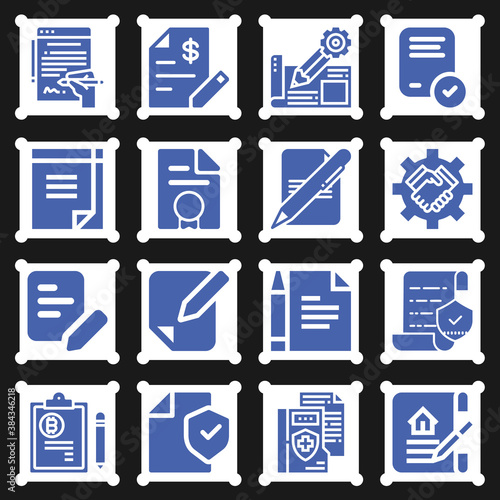 16 pack of arbitration clause  filled web icons set