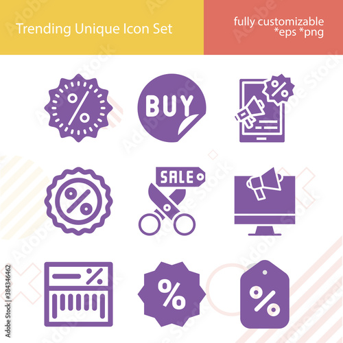 Simple set of selling related filled icons.