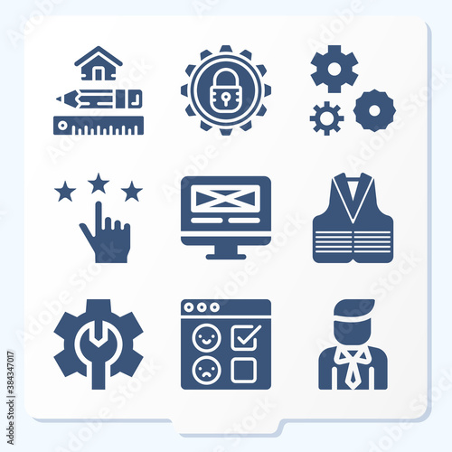 Simple set of 9 icons related to analyze