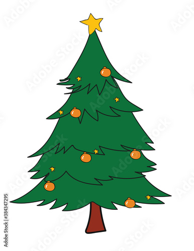 Christmas tree isolated on white background vector design illustration