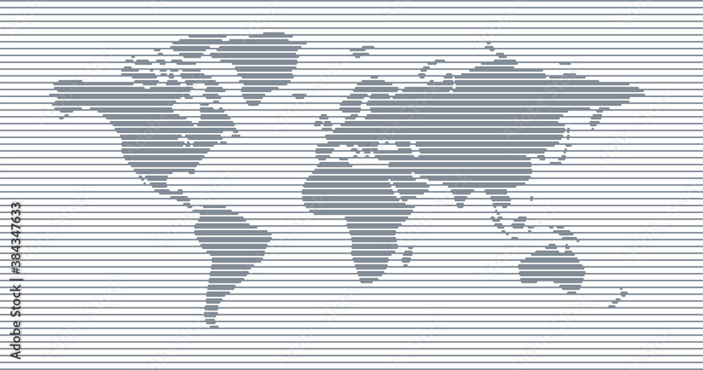 Fototapeta premium World map. Modern decorative stylized. line continent & oceans. Vector illustration. Wallpaper