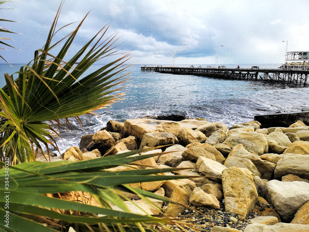 A wooden pier in Limassol, Cyprus. A wooden pier in Limassol, Cyprus.