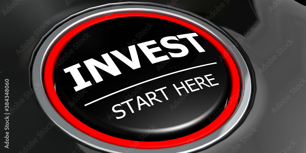 Invest start here button on black background