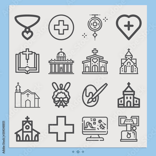 Simple set of christianity related lineal icons.