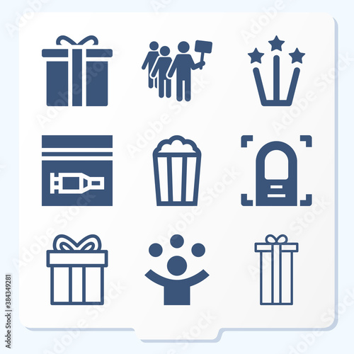 Simple set of 9 icons related to demonstrate