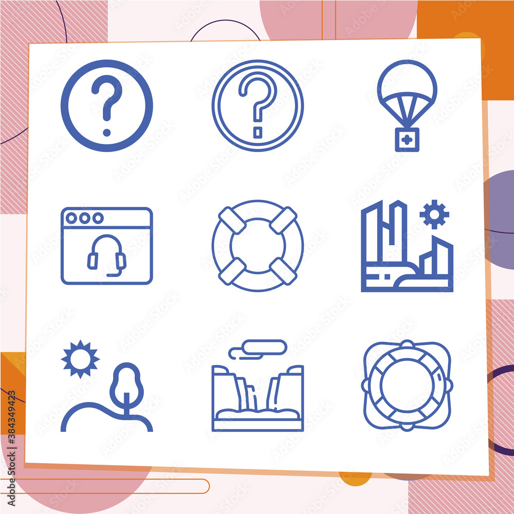 Simple set of 9 icons related to cliff Simple set of 9 icons related to cliff