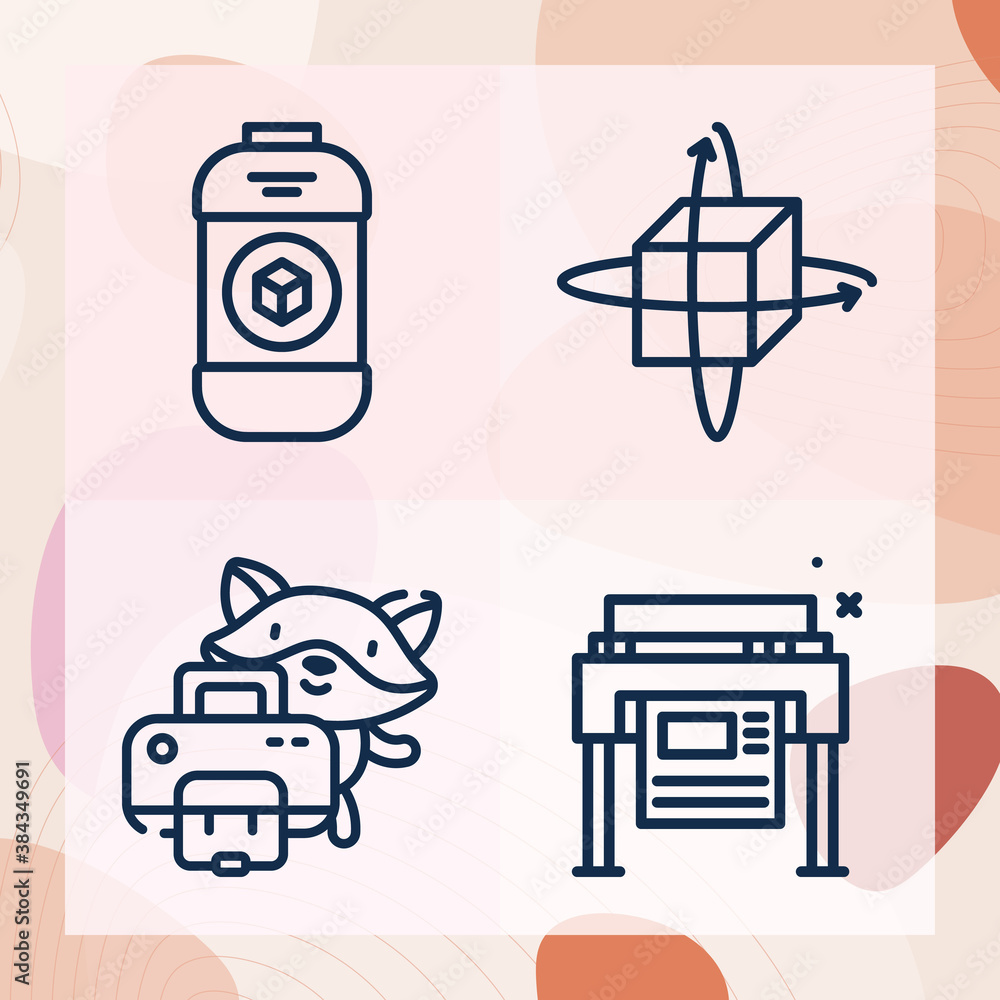 Simple set of printing machine related lineal icons Simple set of printing machine related lineal icons