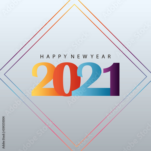 happy new year 2021 colorful lettering in gray background card