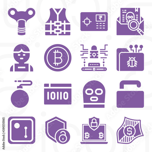 16 pack of properly  filled web icons set