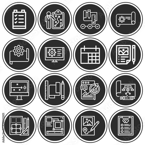 16 pack of zoning  lineal web icons set