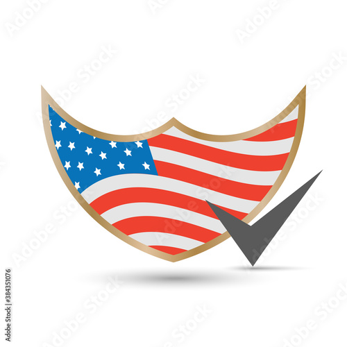 USA election with the shield and checkbox