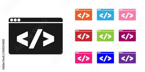 Black Web design and front end development icon isolated on white background. Set icons colorful. Vector.