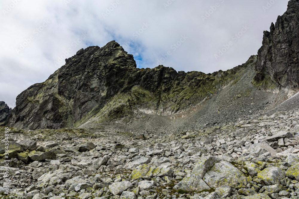 Raw high-mountain landscape of the Tatra Mountains. Batizovsky stit (Batyzowiecki Szczyt) is a mountain in the High Tatras in Slovakia.