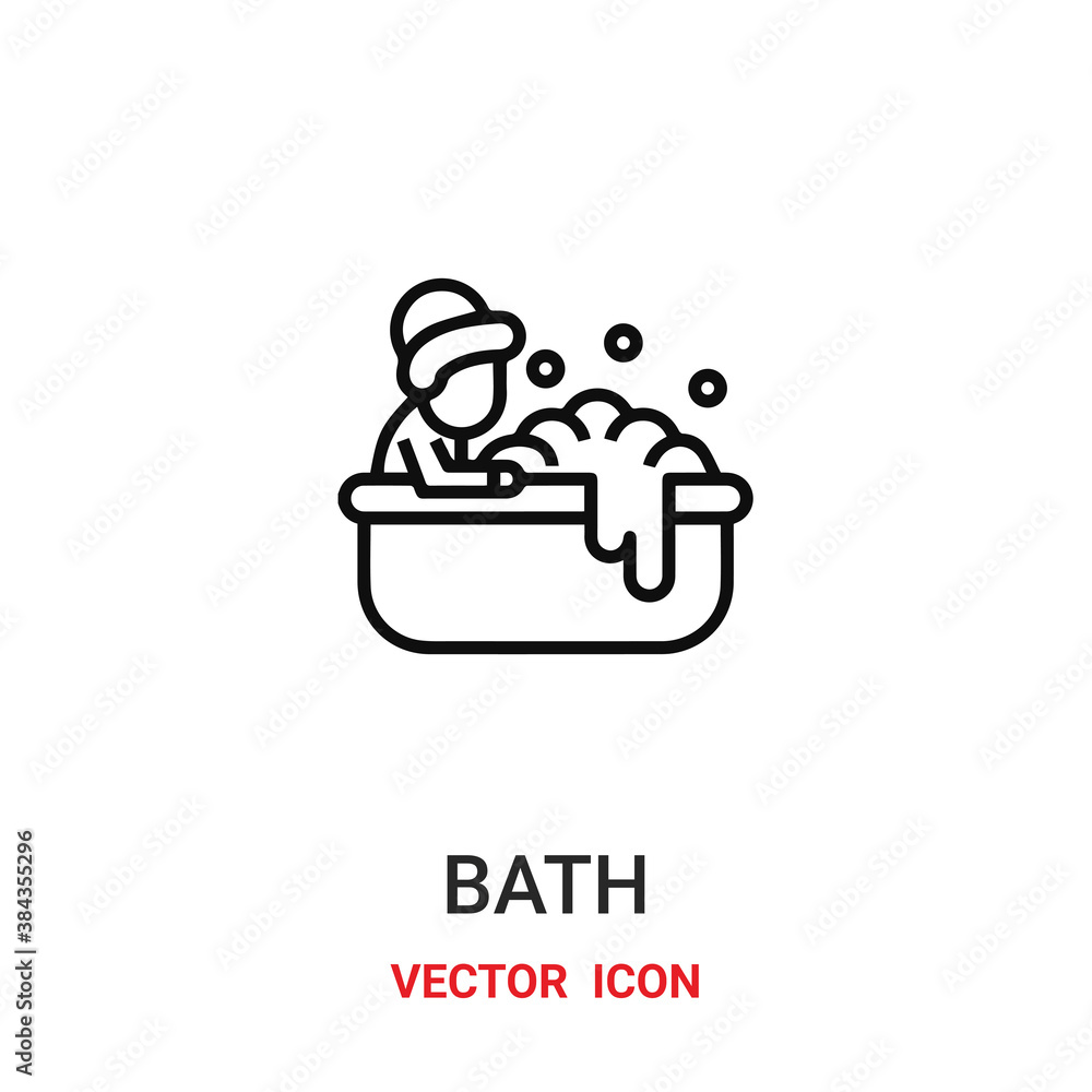 bath icon vector symbol. bath symbol icon vector for your design. Modern outline icon for your website and mobile app design.