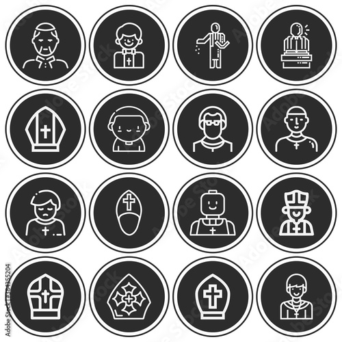 16 pack of spiritual leader  lineal web icons set