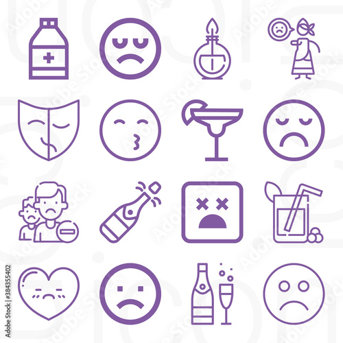 16 pack of loneliness  lineal web icons set